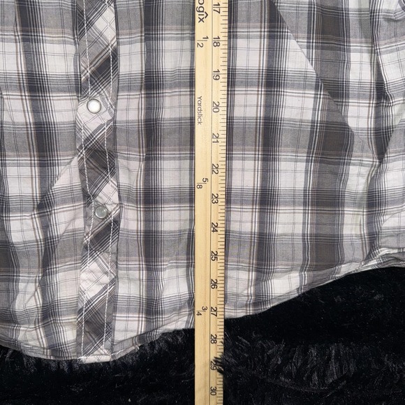 Helix Shirt Mens Extra Large Gray White Plaid Pearl Snap Western Short Sleeve - Picture 4 of 7